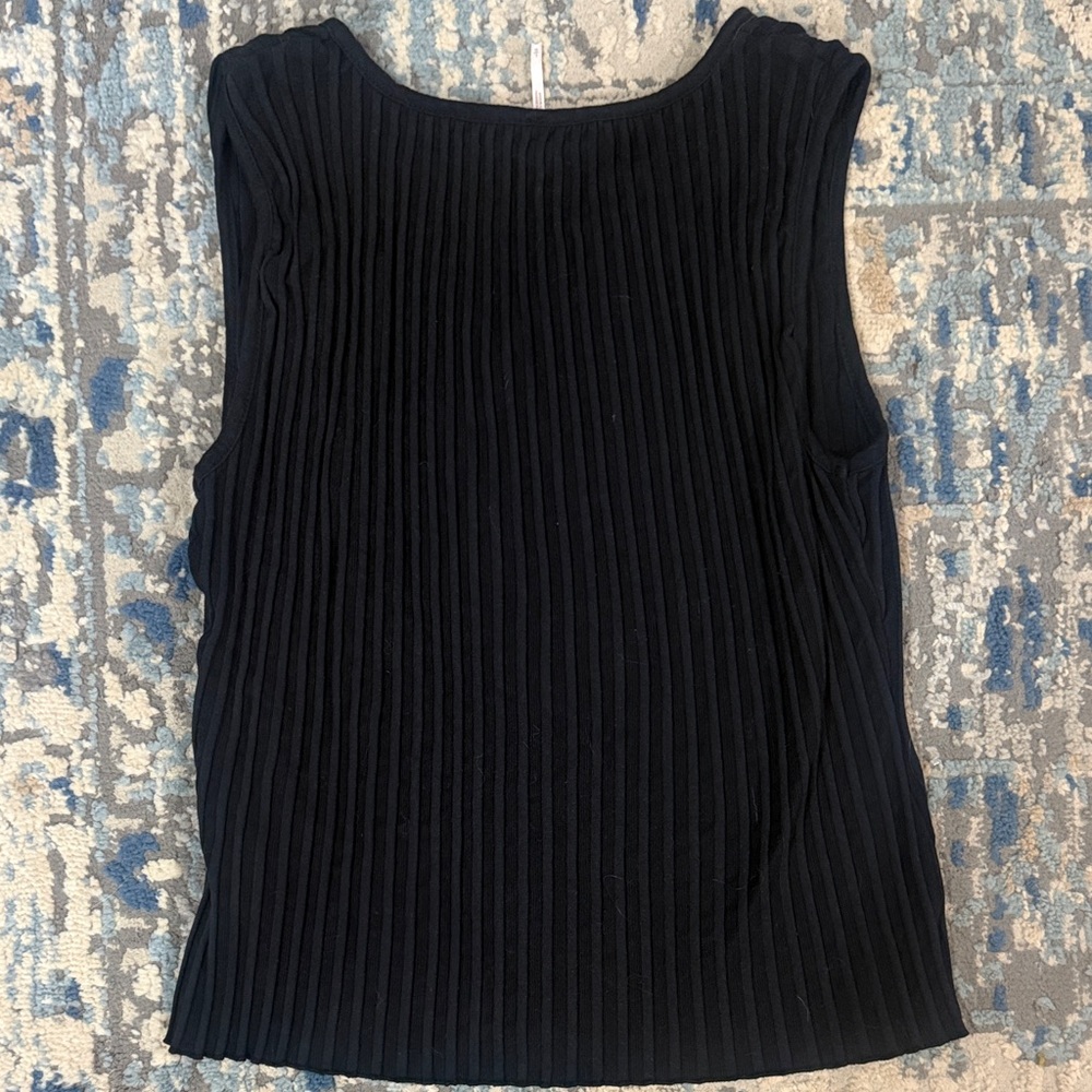 Free People Black Ribbed Button-Front Tank - Picture 3 of 3
